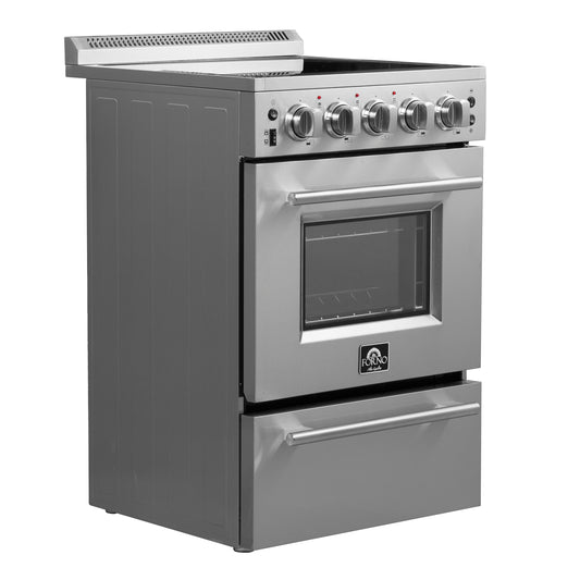 Forno Loiano 24 Inch Freestanding Electric Range Stainless Steel with Storage Drawer