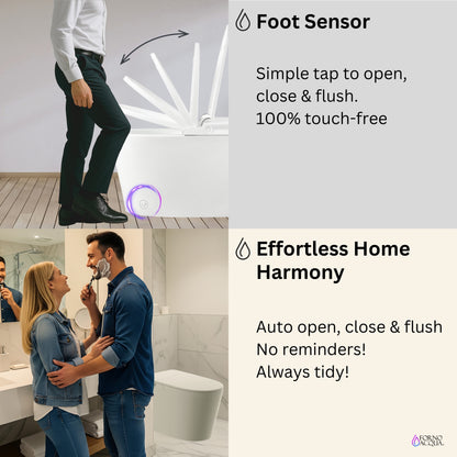 FORNO ACQUA Luxurious Smart Toilet. Includes Auto Flush, Auto Lid, Powerful Flush, sleek tankless design Ideal for Powder Rooms.