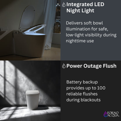 FORNO ACQUA Luxurious Smart Toilet. Includes Heated Seat, Auto Flush, Auto Lid, Powerful Flush, Ideal for Powder Rooms.