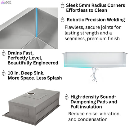 FORNO ACQUA 45 in. Undermount 3-Level Workstation MultiSINK with Custom-Fit Accessories