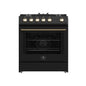 Forno Leonardo Espresso 30-Inch Black Gas Range, 5 Burners, 39,500 BTU, 5 cu.ft Convection Oven