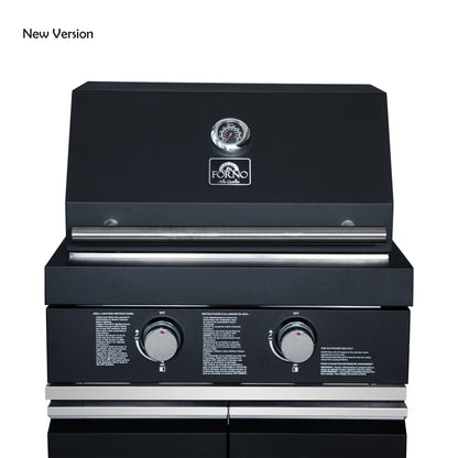 Forno All’Aperto 99,600 BTU Outdoor Kitchen, 5 Burners, Infrared Burners, Side Burner, Black Sintered Stone Countertops, Gas Pizza Oven, Sink Module, Bar & Beverage Center