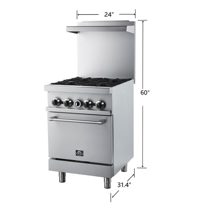 Forno Commerciale 24 Inch Gas Range with 4 Burners