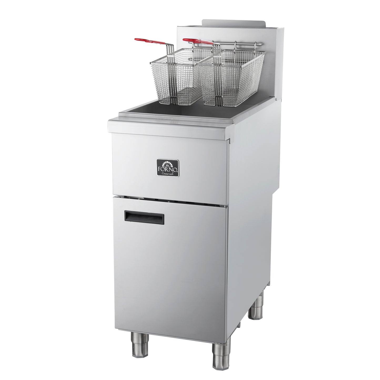 Forno Commerciale Natural Gas Deep Fryer, 3 Burners 90,000 BTU, 40 lbs, Millivolt Control