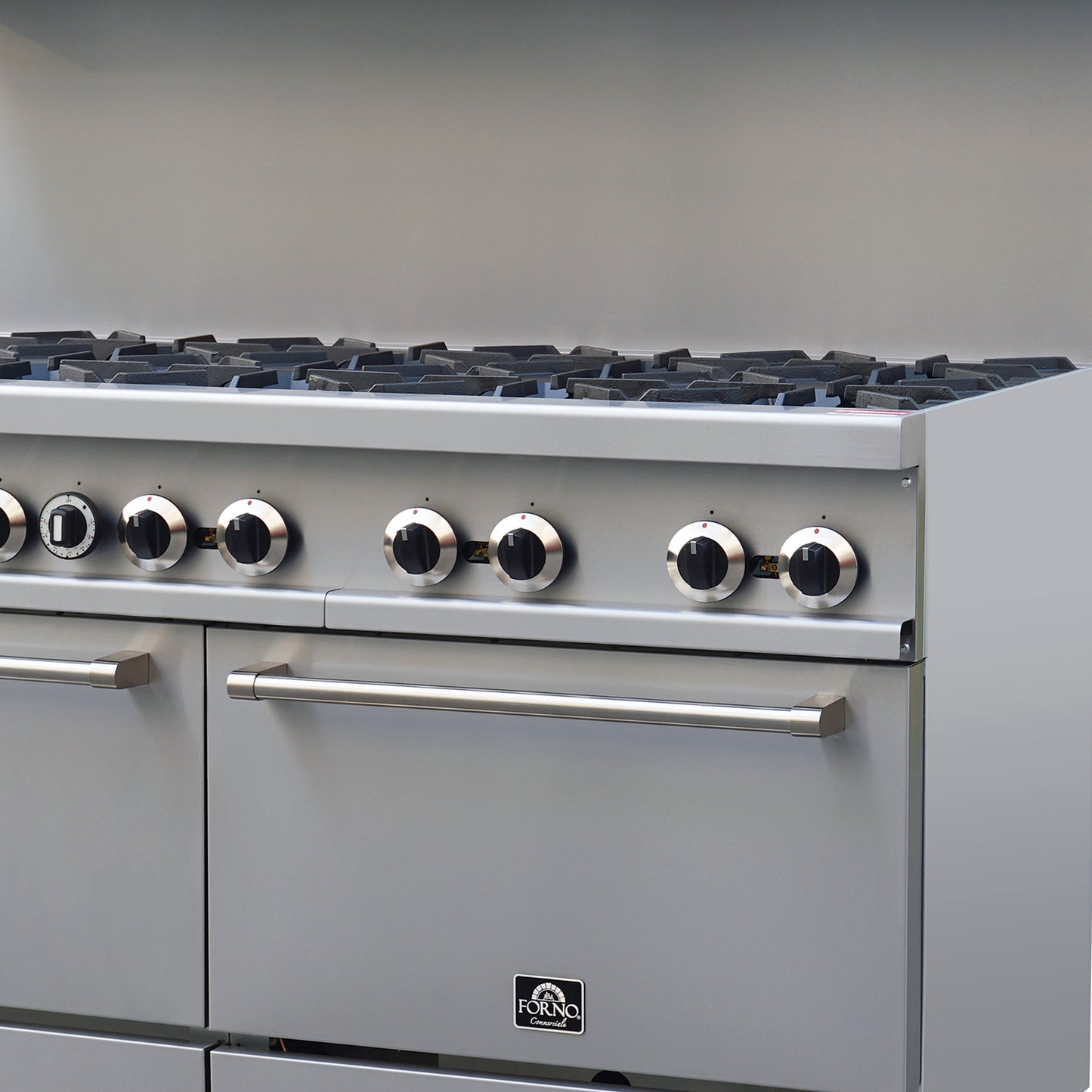 Forno Commerciale 60 Inch Stainless Steel Gas Range, 10 Burners 300,000 BTU Total, 9.3 cu.ft. Ovens