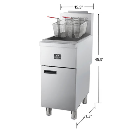 Forno Commerciale Propane Gas Deep Fryer, 4 Burners 120,000 BTU, 50 lbs Oil Capacity, Millivolt Control