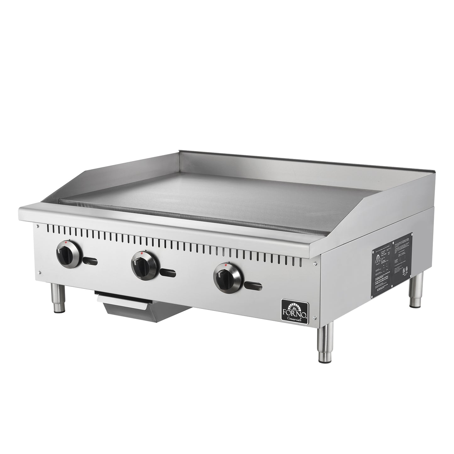 Forno Commerciale 36 Inch Gas Griddle, 3 Burners