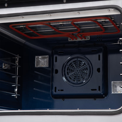 Forno Capriasca 30-Inch Freestanding French Door Dual Fuel Range in Black with Antique Brass Accessories, 5 Burners, True Convection Oven