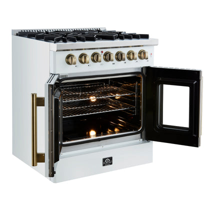 Forno Galiano 30-inch Freestanding French Door Dual Fuel Range White