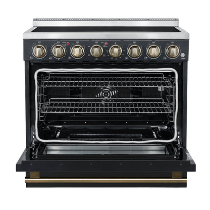 Forno Paolo 36 Inch Black Freestanding Electric Range, Stainless Steel, 5.44 cu.ft, True Convection Oven, Energy Efficient