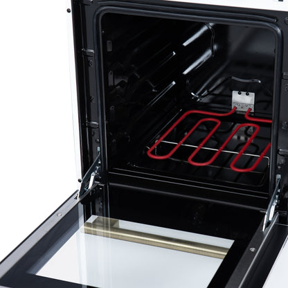 Forno Pallerano 20 Inch Freestanding Electric Range in White with Antique Brass, Compact Design