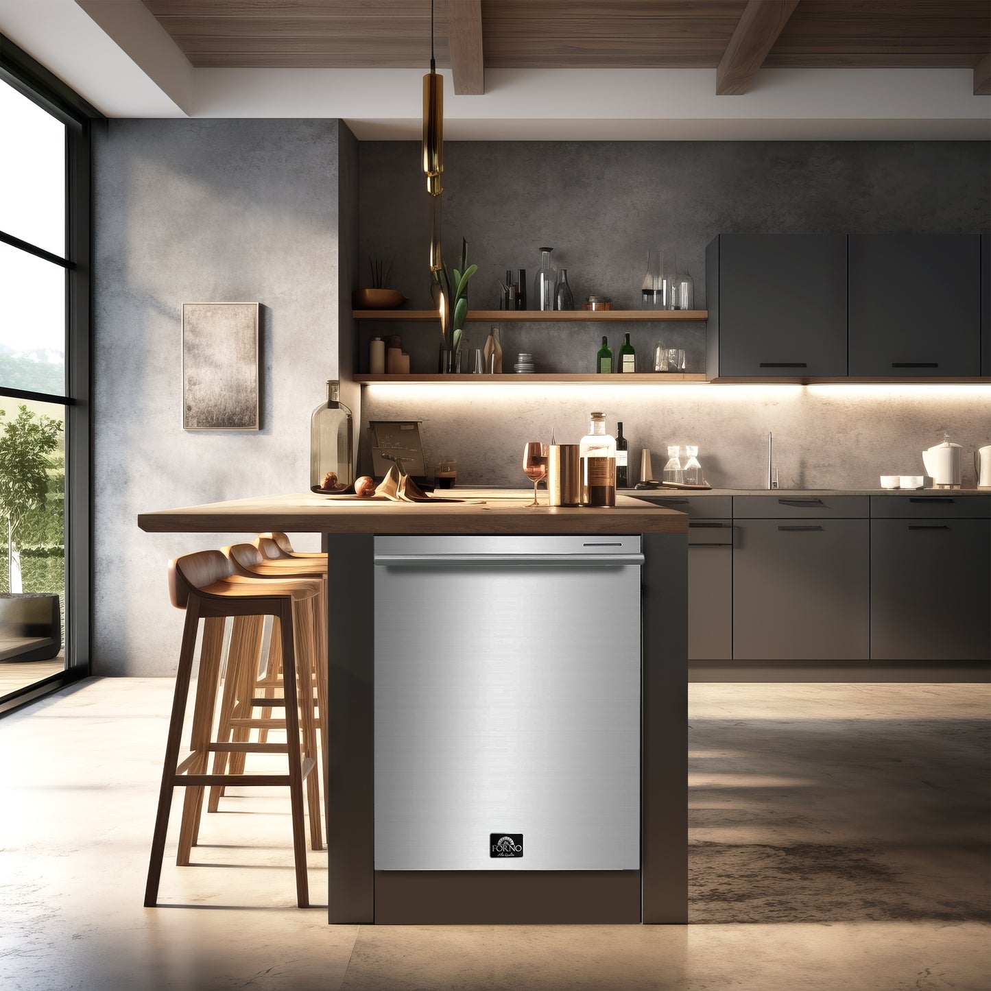 FORNO Premium 3-Piece Kitchen Bundle - Galiano 36" Gas Range, 36" French Door Refrigerator, 24" Built-In Dishwasher - FBDL-004-01CAUS