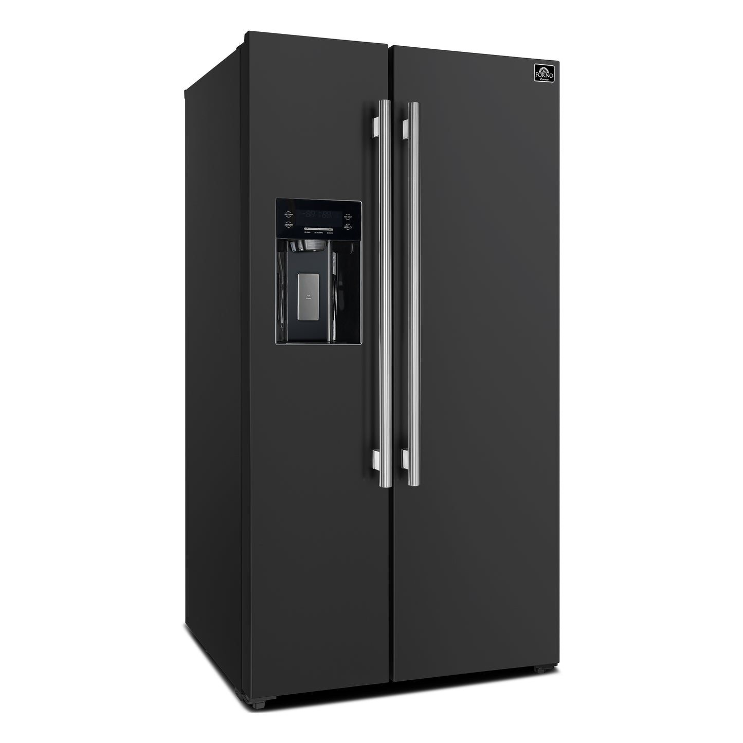 Forno Salerno Espresso 36-Inch Black Side-by-Side Refrigerator, 20 Cu. Ft., Frost-Free, Ice & Water Dispenser, ENERGY STAR Certified