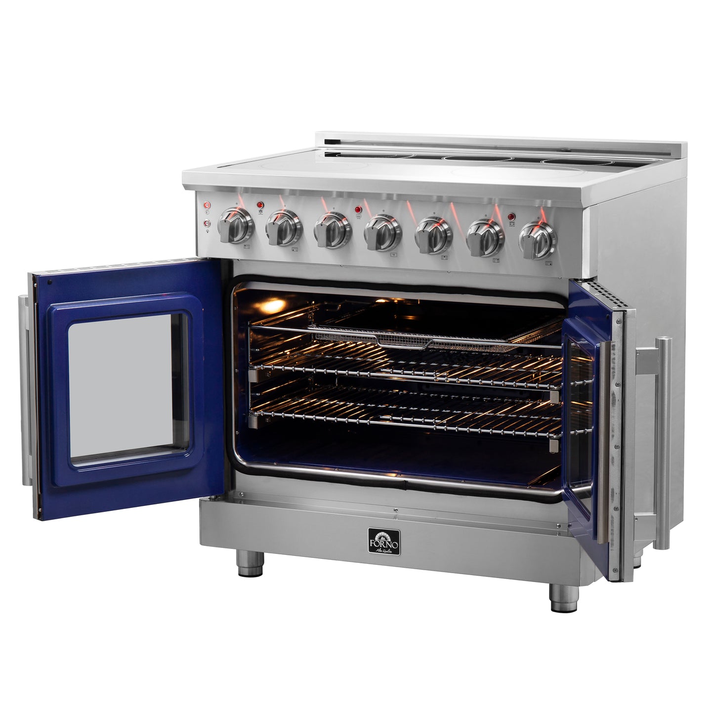 Forno Massimo 36-Inch Freestanding French Door Electric Range, True Convection Oven