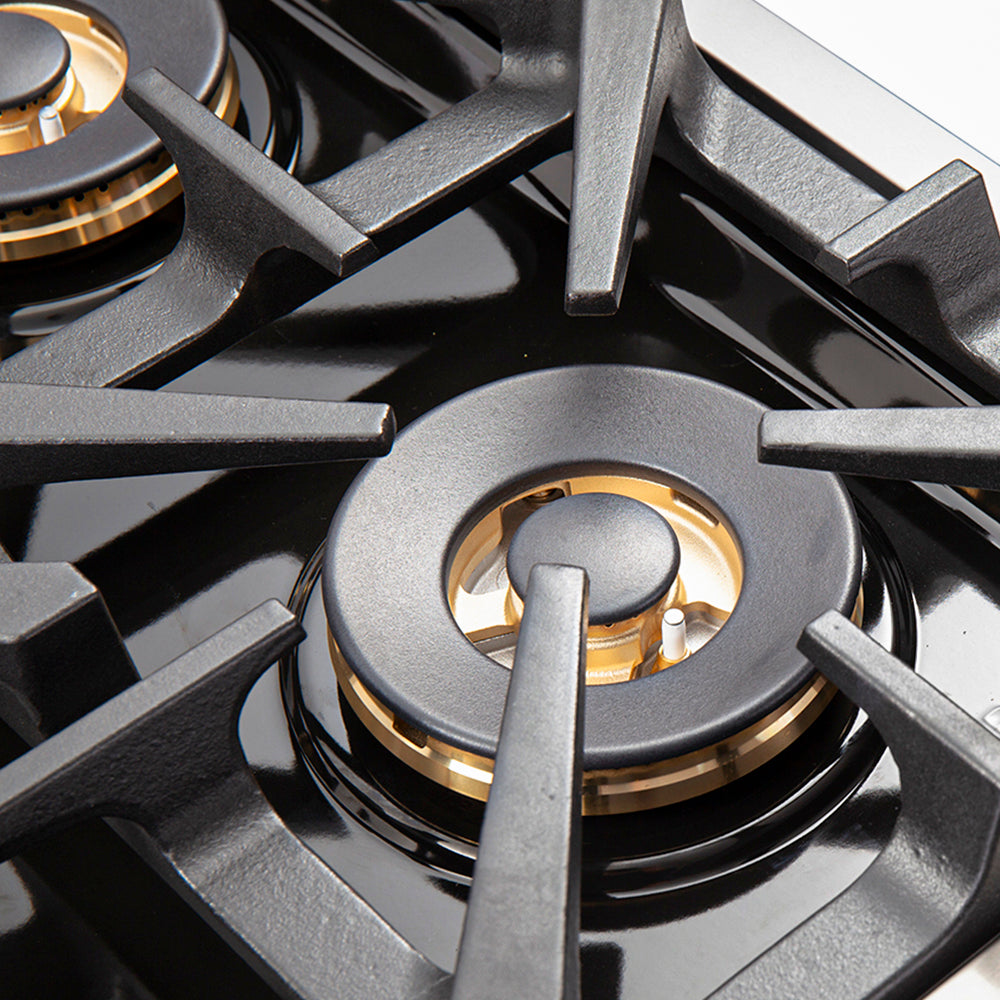 Forno Capriasca 36-Inch Gas Range, Stainless Steel, 6 Brass Burners, 120,000 BTU, Convection Oven, Energy Efficient