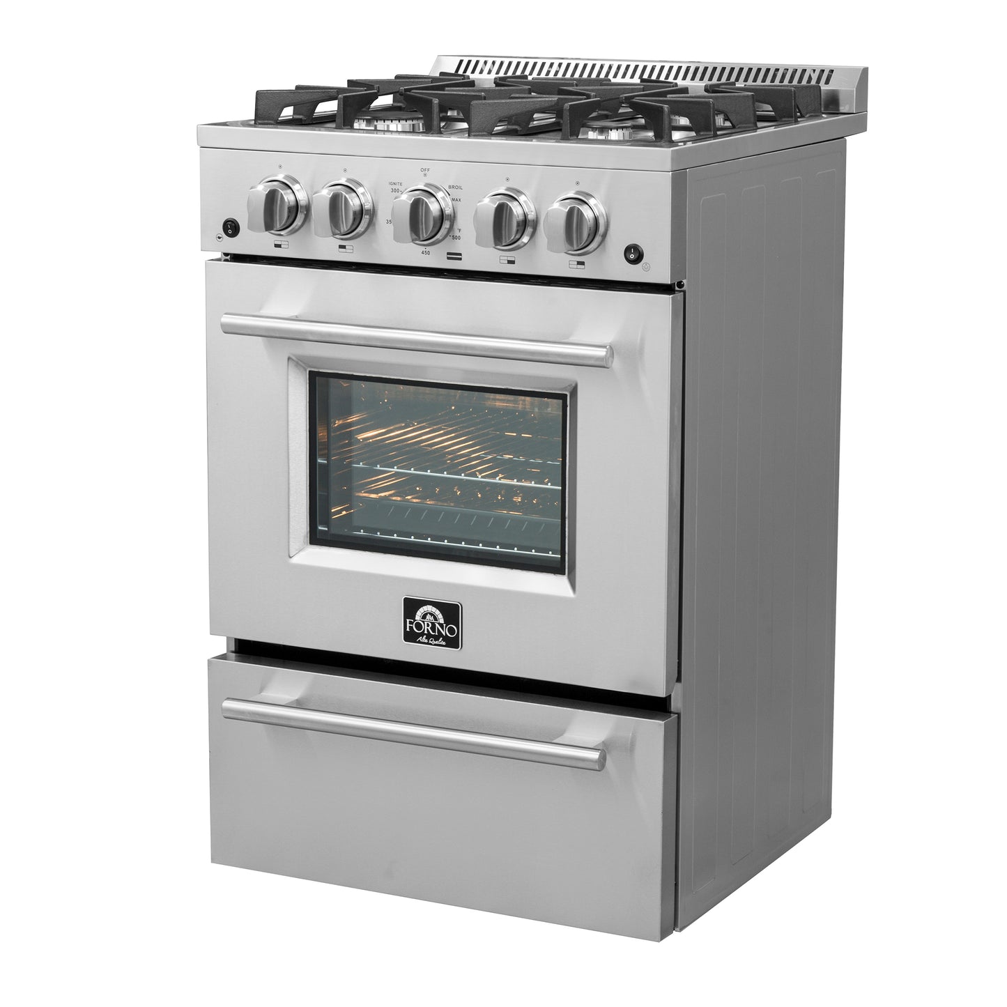 Forno Breno 24-Inch Freestanding Gas Range, Plug Included, Energy Efficient
