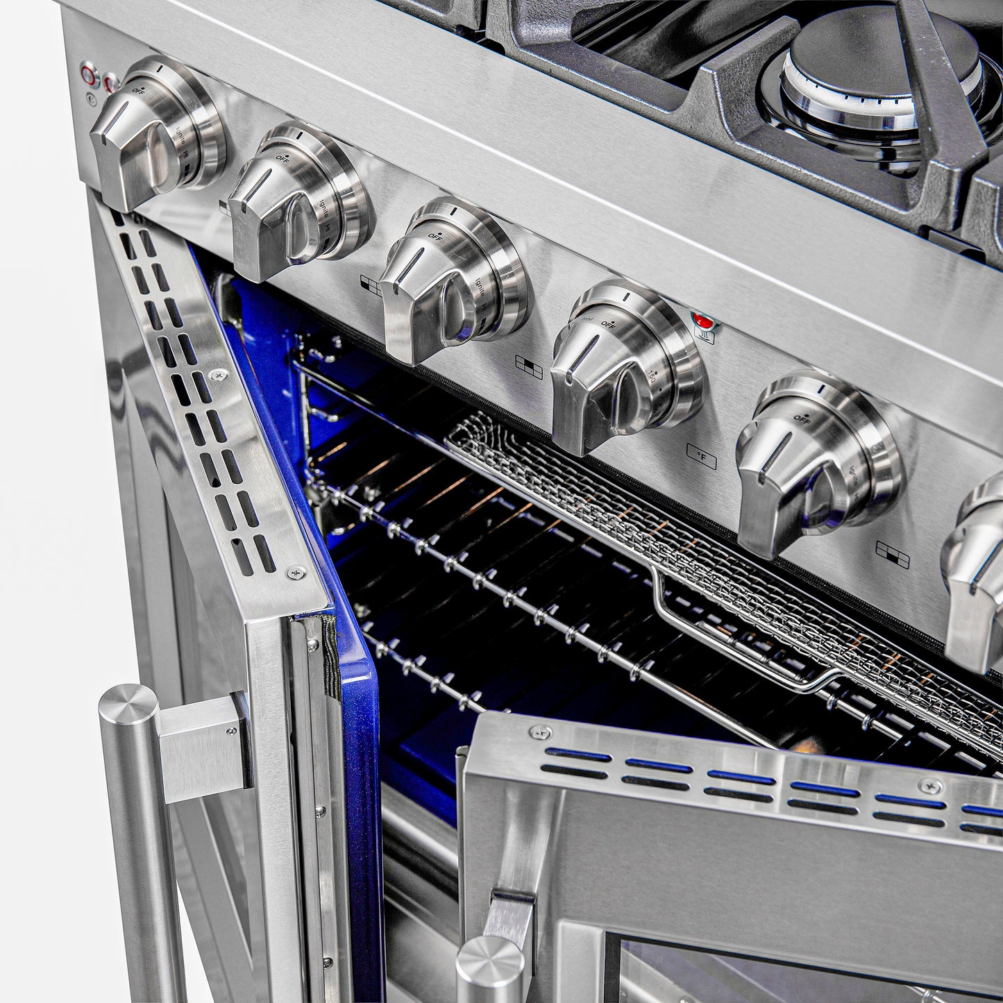 Forno Massimo 36-Inch Freestanding French Door Gas Range, 6 Burners, Convection Oven, Energy Efficient