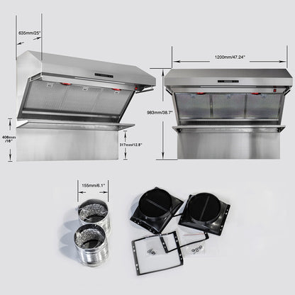 Forno Savona 48-Inch Wall Mount Range Hood, Hybrid Filters, Backsplash Included