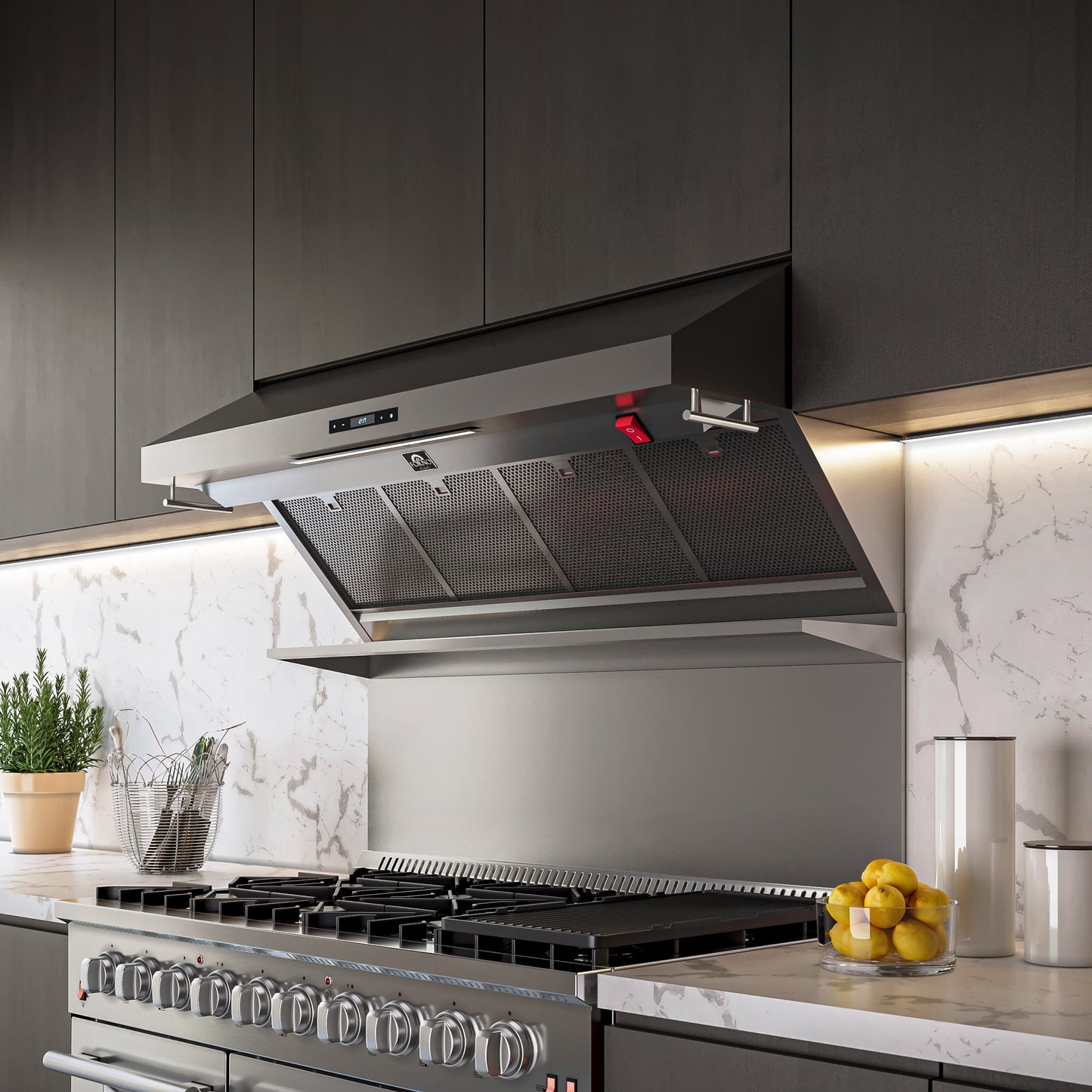 Forno Savona 48-Inch Wall Mount Range Hood, Hybrid Filters, Backsplash Included