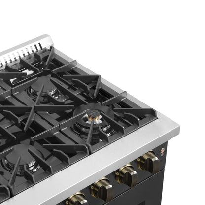 Forno Galiano 36-inch Freestanding French Door Dual Fuel Range Black