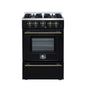 Forno Breno 24 Inch Freestanding Gas Range in Black with Antique Brass, Plug Included, Energy Efficient