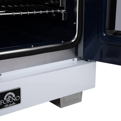 Forno Capriasca 30-Inch White Freestanding French Door Gas Range, 4 Burners, Convection Oven, Energy Efficient