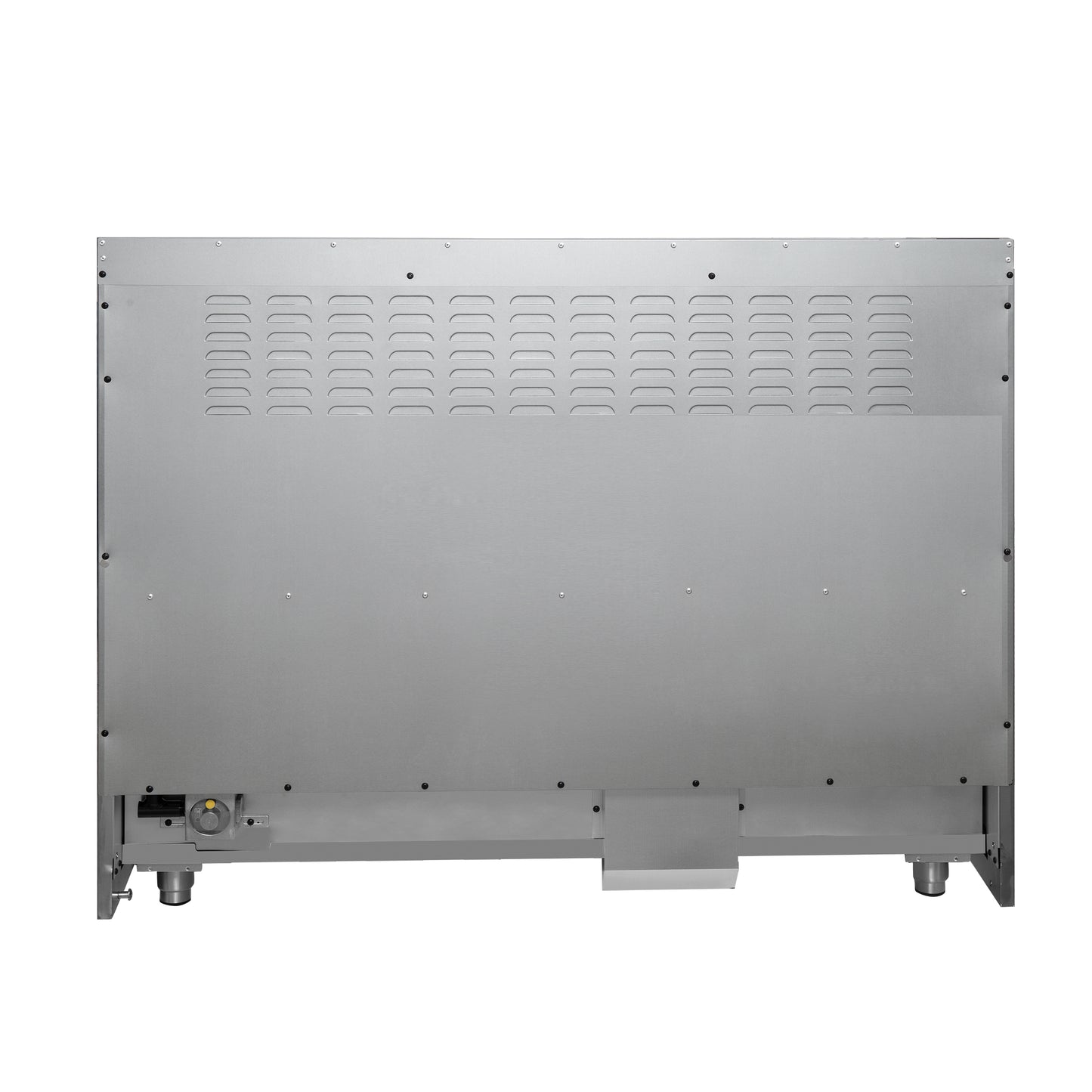 Forno Galiano 48-Inch Freestanding Gas Range, Stainless Steel, 8 Burners, 107,000 BTU, Griddle, Double Ovens, Energy Efficient, Red Doors