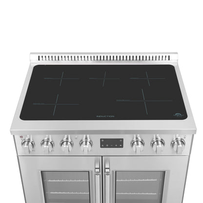 Forno Torino 36 Inch French Door Induction Range with Air Fryer and True Convection Oven