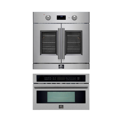 FORNO 2-Piece Kitchen Bundle - 30" Stainless Steel Single Wall (1333-30) Oven, 30" Stainless Steel Microwave (3093-30)