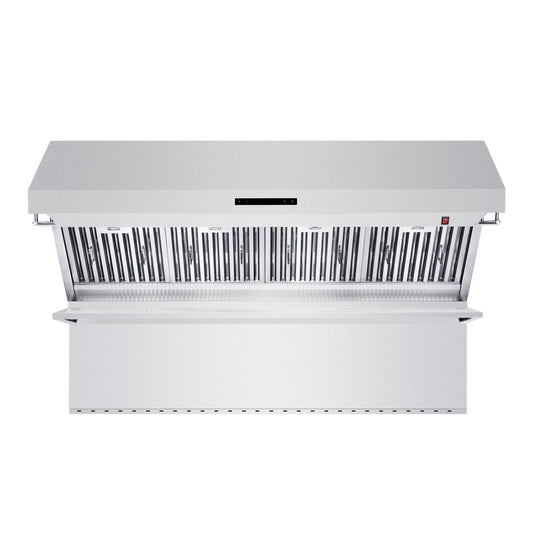 Savona 60-Inch Wall Mount Range Hood, Baffle Filters & Backsplash, Heating Lamps