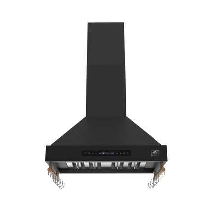 Forno Venezia 30 Inch Wall-Mounted Range Hood in Black with Touch Controls and Baffle Filters