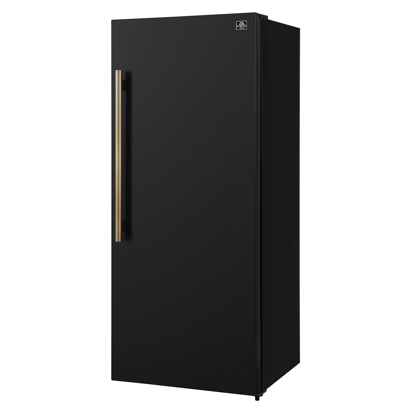Forno Maderno 28-Inch Convertible Freezer/Refrigerator in Black with Antique Brass Handle, 13.6 cu.ft. Right Swing