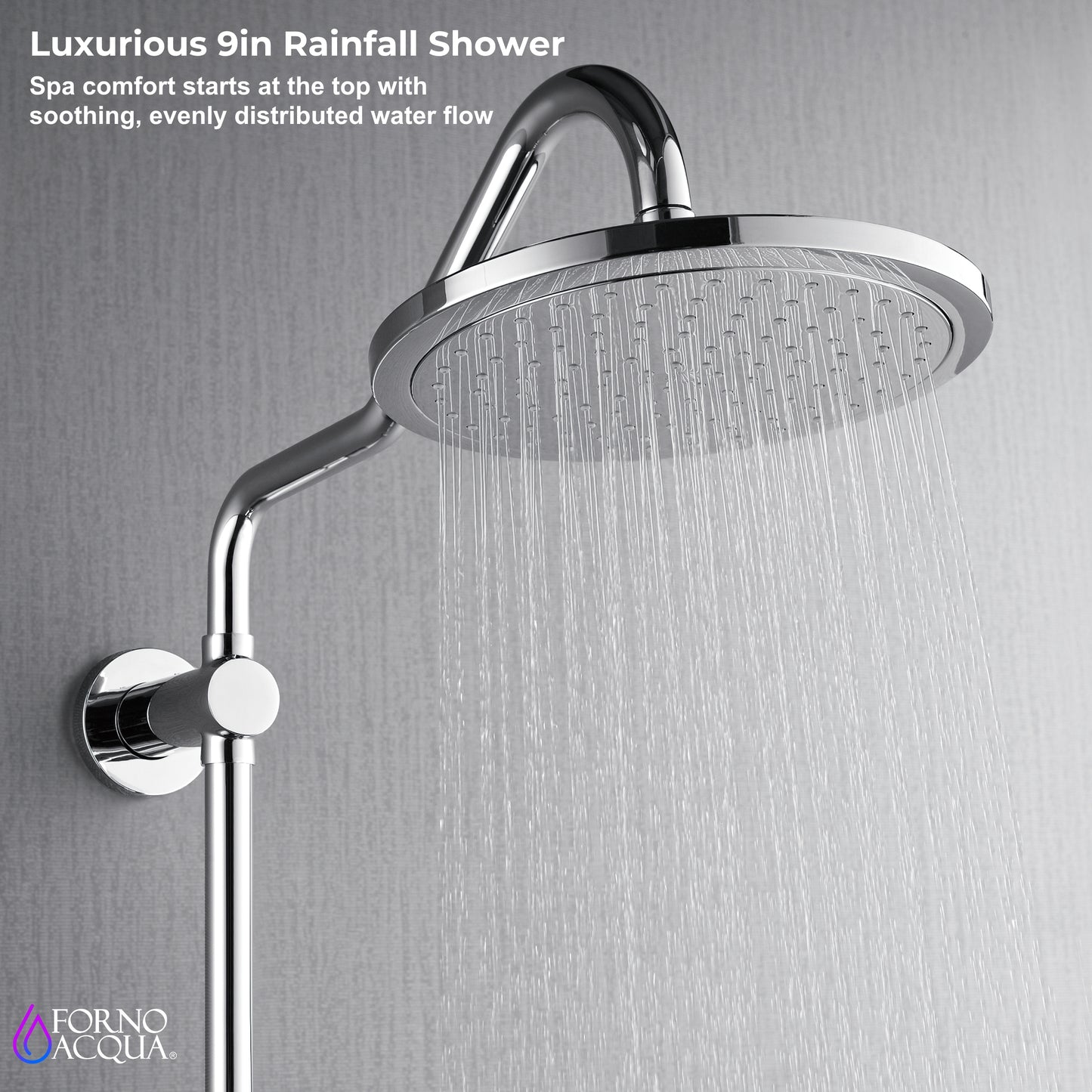 Forno Acqua AcquaSPA Retrofit Shower, Overhead Rainfall Shower, Handheld Shower Head, Body Jets, 6 Way Diverter, Polished Stainless Steel Finish, 2.5 GPM Flow Rate