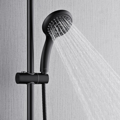 Forno Acqua AcquaFALL Shower, Matte Black Finish, Overhead Rainfall Shower, 7 Way Diverter, Handheld Shower Head, Body Jets, 2.5 GPM Flow Rate