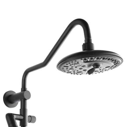 Forno Acqua AcquaFALL Shower, Matte Black Finish, Overhead Rainfall Shower, 7 Way Diverter, Handheld Shower Head, Body Jets, 2.5 GPM Flow Rate