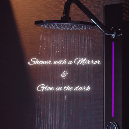 Forno Acqua AcquaSPA Shower Panel with SensoTEMP, Mirrored Stainless Steel Finish, Overhead Rainfall Shower, Handheld Shower Head, Body Jets, 1.8 GPM Flow Rate