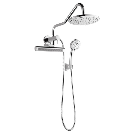 Forno Acqua AcquaFALL Mini Shower Head, Polished Stainless Steel Finish, Overhead Rainfall Shower, 7 Way Diverter, Handheld Shower Head, Body Jets, 1.8 GPM Flow Rate