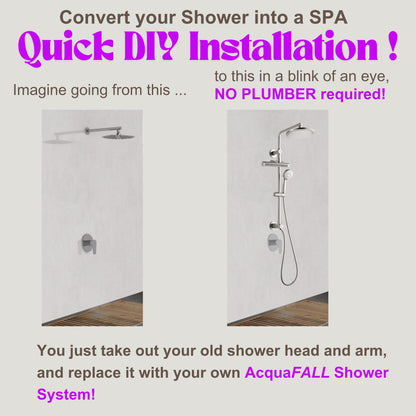 Forno Acqua AcquaFALL Shower, Polished Stainless Steel Finish, Overhead Rainfall Shower, Handheld Shower Head, Body Jets, 1.8 GPM Flow Rate