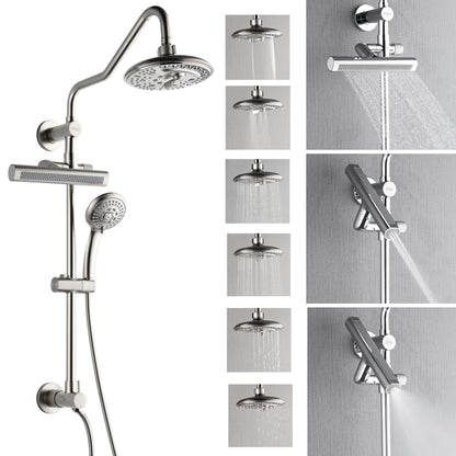 Forno Acqua AcquaFALL Shower, Brushed Nickel Finish, Overhead Rainfall Shower, 7 Way Diverter, Handheld Shower Head, Body Jets, 1.8 GPM Flow Rate