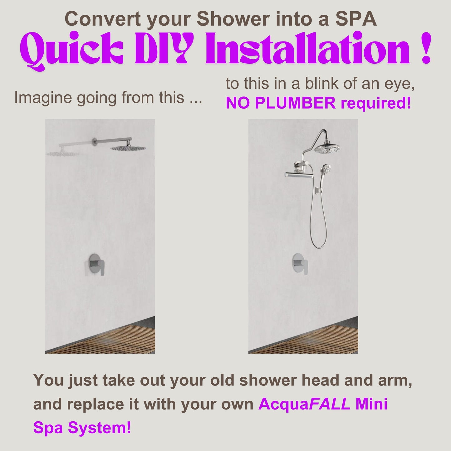 Forno Acqua AcquaFALL Mini 8 Inch Shower Head, Brushed Nickel Finish, Overhead Rainfall Shower, Handheld Shower Head, Body Jets, 1.8 GPM Flow Rate