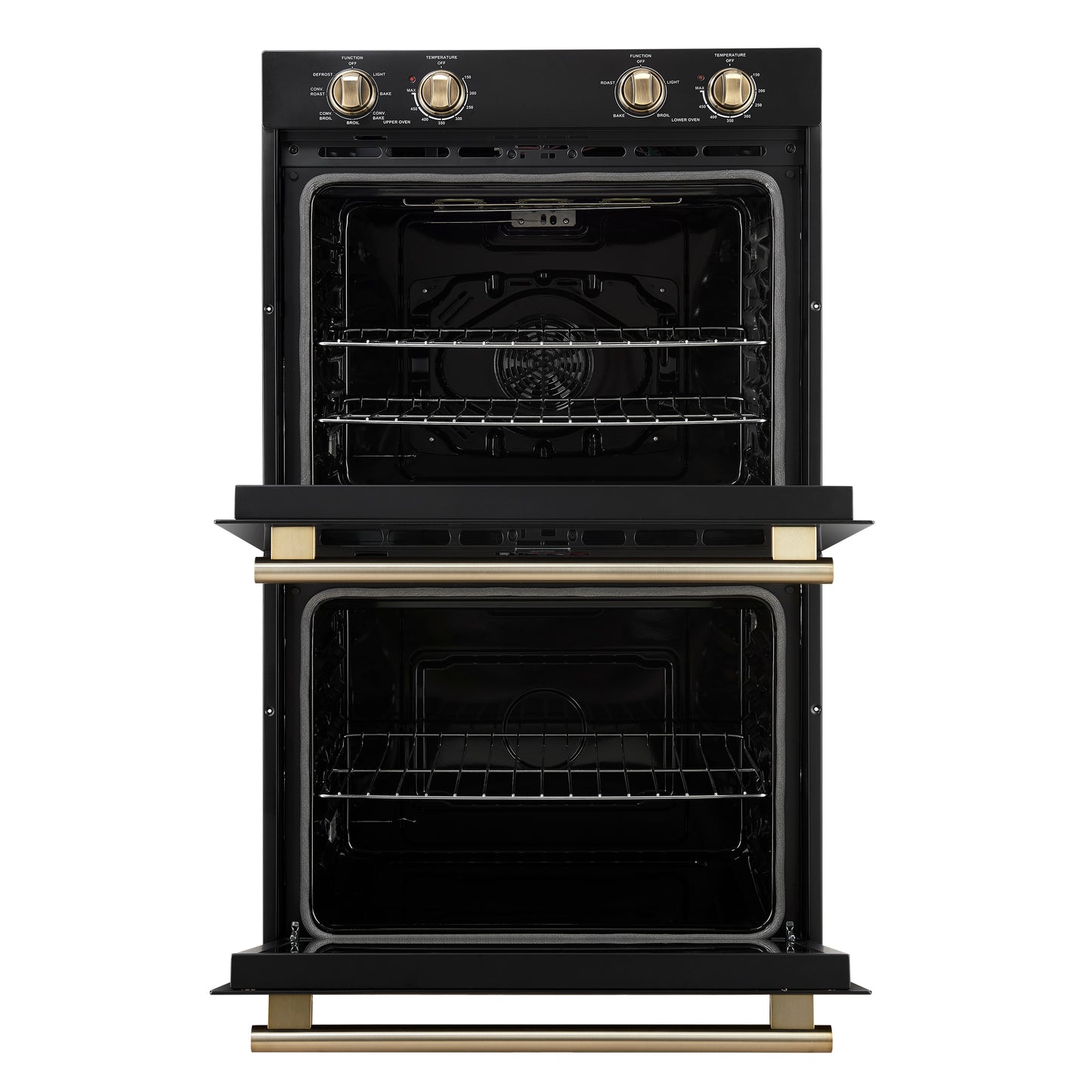 Forno Vomero 30-Inch Double Wall Oven, Black, 10 cu.ft Total Capacity, 7100W Convection, Mechanical Controls, Manuel Steam Clean