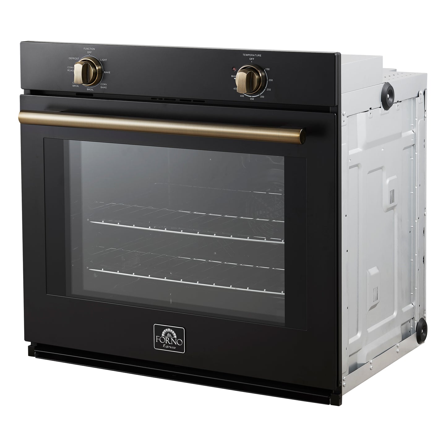 Forno Vomero 30-Inch Wall Oven, Black, 5 cu.ft Capacity, 3550 Watts Convection, Mechanical Controls, Manuel Steam Clean