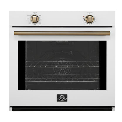 Forno Vomero 30-Inch Wall Oven, White, 5 cu.ft Capacity, 3550 Watts Convection, Mechanical Controls, Manuel Steam Clean