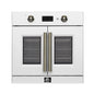 Forno Asti 30-Inch French Door Electric Wall Oven in White & Antique Brass, 3.68 cu. ft. True Convection, 3,600W, Air Fry, Sous Vide, Self-Clean