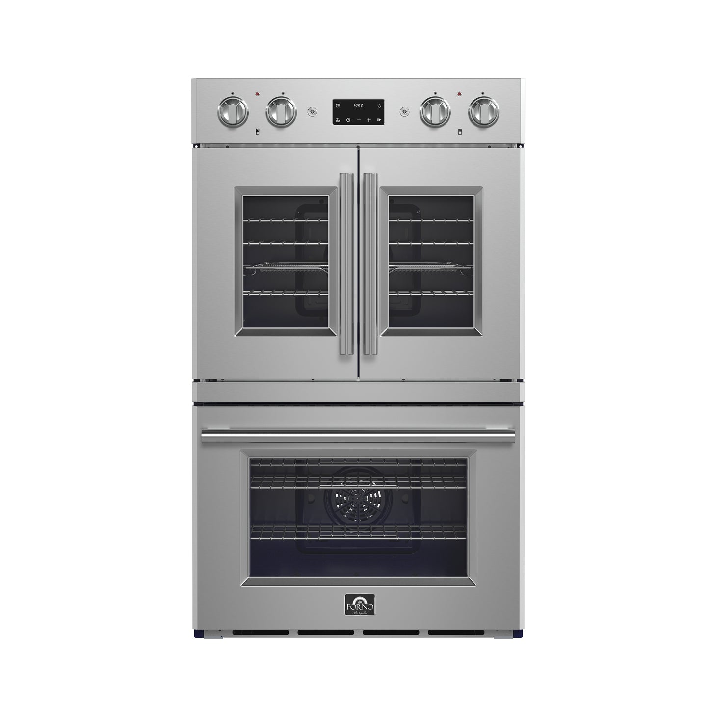 Forno Gallico 30-Inch Electric French Door Double Oven, Stainless Steel, Convection Cooking, Touch Control Panel, Self-Cleaning Function