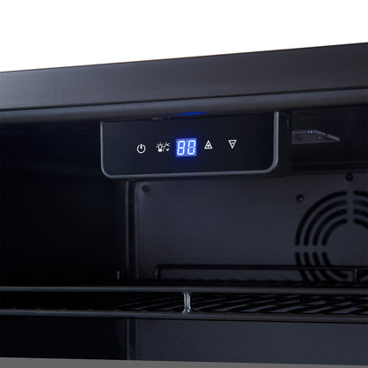 Forno Frescolino 24 Inch Beverage Cooler, Black with Antique Brass Handles, with LED Lighting, Triple Glass Door, 188 Can Capacity, Built-In or Freestanding