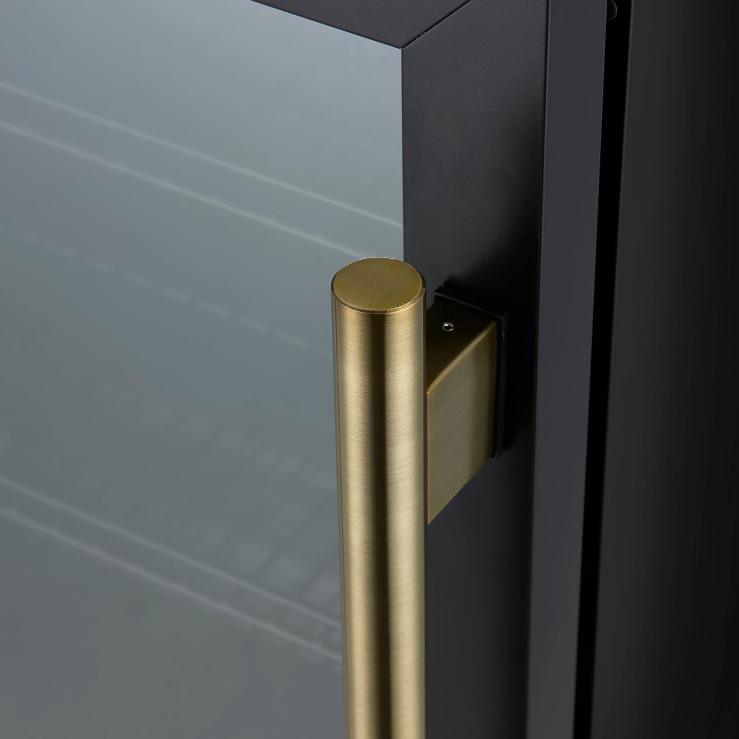 Forno Frescolino 24 Inch Beverage Cooler, Black with Antique Brass Handles, with LED Lighting, Triple Glass Door, 188 Can Capacity, Built-In or Freestanding