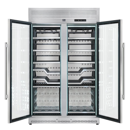FORNO Abruzzo 48-Inch Dual Zone Wine Cellar, 102 Bottles, 24 cu. ft., Clear Acrylic Holders & Stainless Trim Shelves