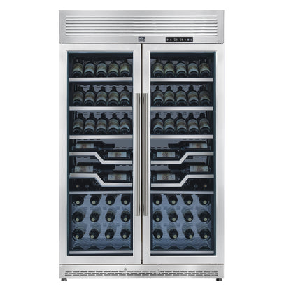FORNO Abruzzo 48-Inch Dual Zone Wine Cellar, 102 Bottles, 24 cu. ft., Clear Acrylic Holders & Stainless Trim Shelves