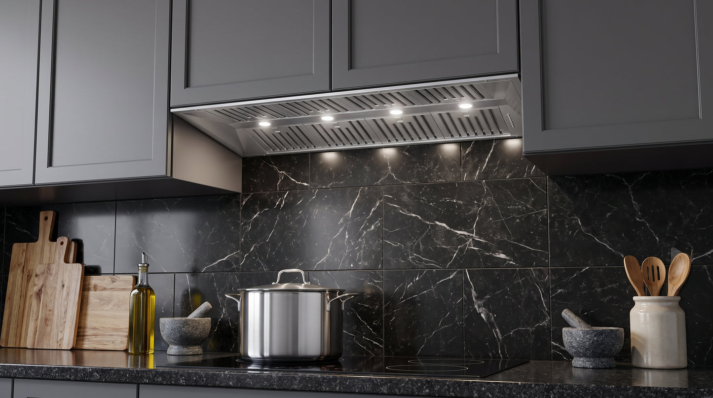 Forno Altilia 60-Inch Insert Range Hood, Stainless Steel, LED Lighting, Baffle Filters